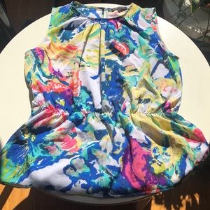 XL Colourful Sleeveless Peplum Blouse
